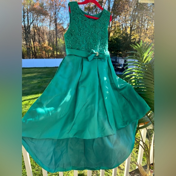 Hi Low Lace Embroidery Flower Wedding  Dress Formal , Prom Ball Gown - Picture 5 of 16